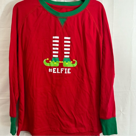 Sleepyheads Womens #Elfie Christmas Pajama T-Shirt & CandyCane Stripe Pants Med - Picture 2 of 6